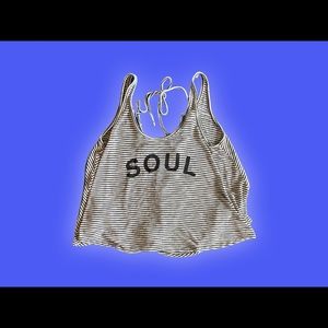 Soulcycle White and Black Striped "Soul" Tank Top | Size Small